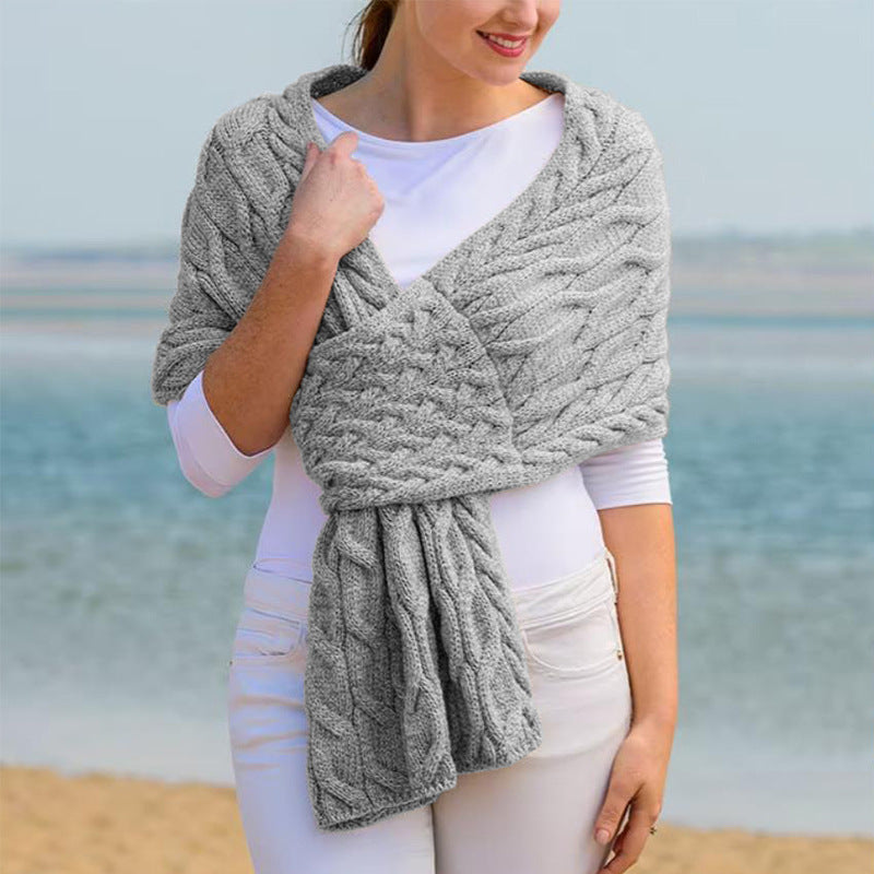 Women's Knitted Shawl Scarf, Gray, 160 cm product detail