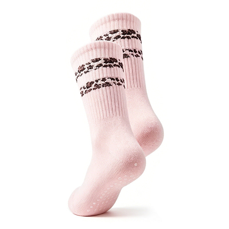 Leopard Stripe Women's Floor Socks, Black product detail