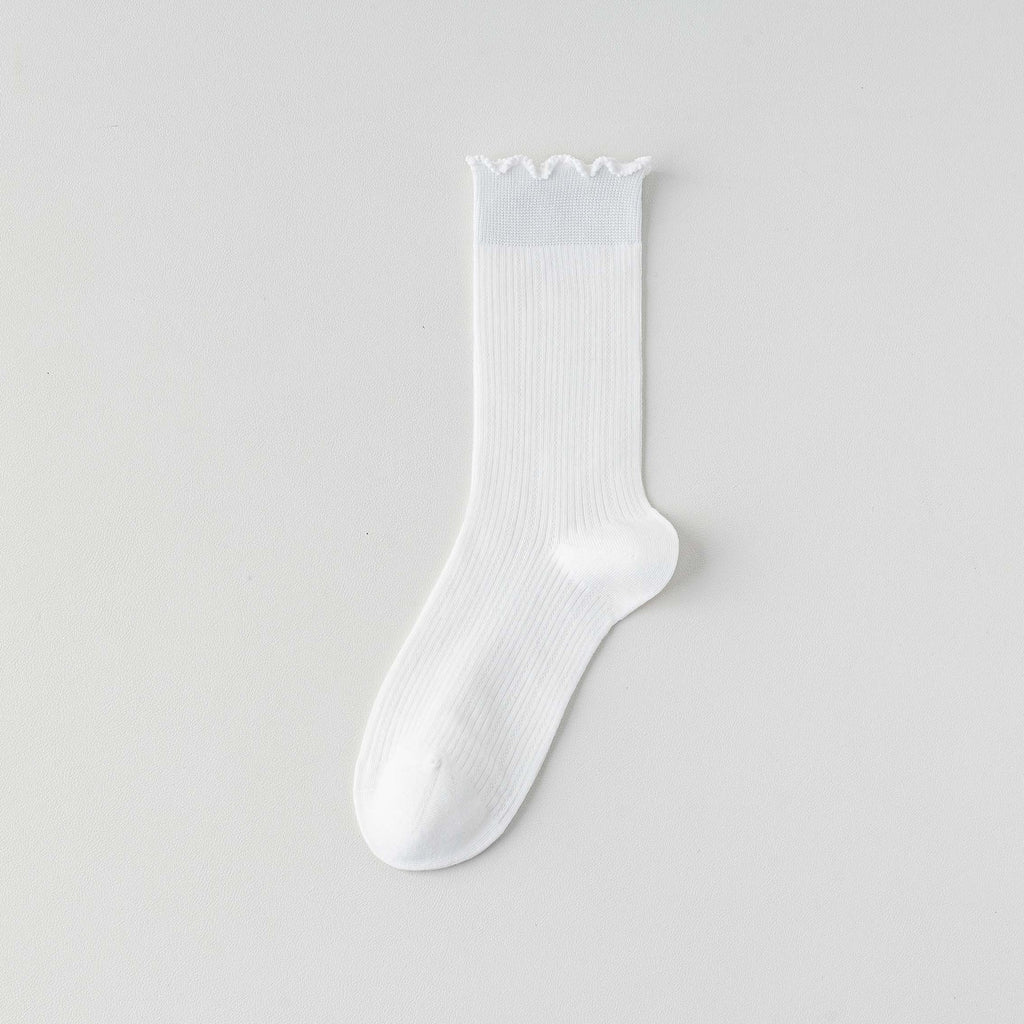 Women's Thin Cotton Mid-Calf Socks, Black product detail