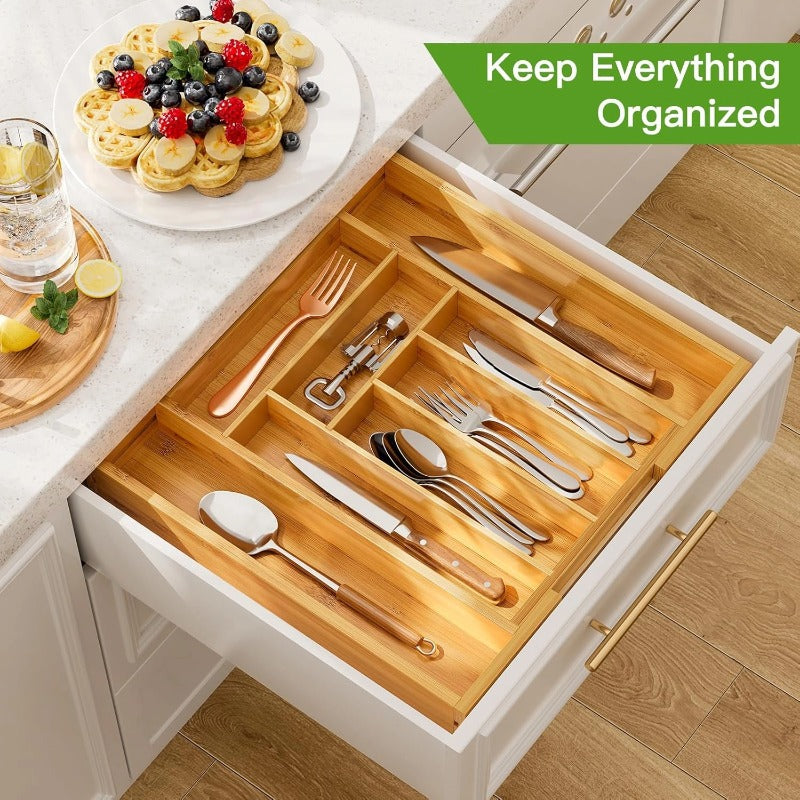 Expandable Bamboo Drawer Organizer