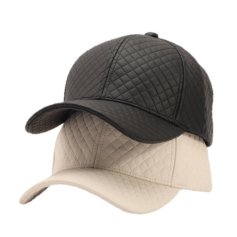 Diamond Stitch Curved-Brim Baseball Cap, Beige product detail