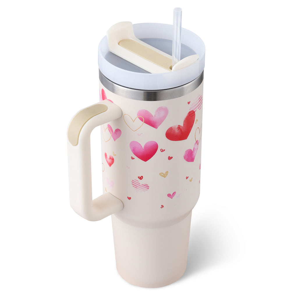 40 oz Insulated Tumbler with Handle and Straw product detail