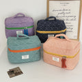 Quilted Plaid Travel Toiletry Organizer, Blue