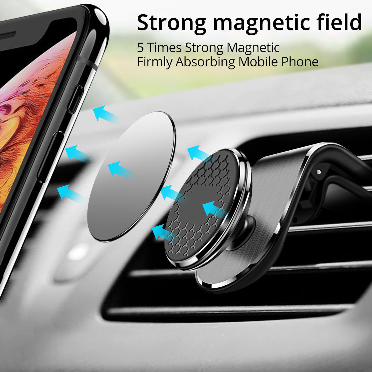 Magnetic Car Air Vent Phone Holder, Black
