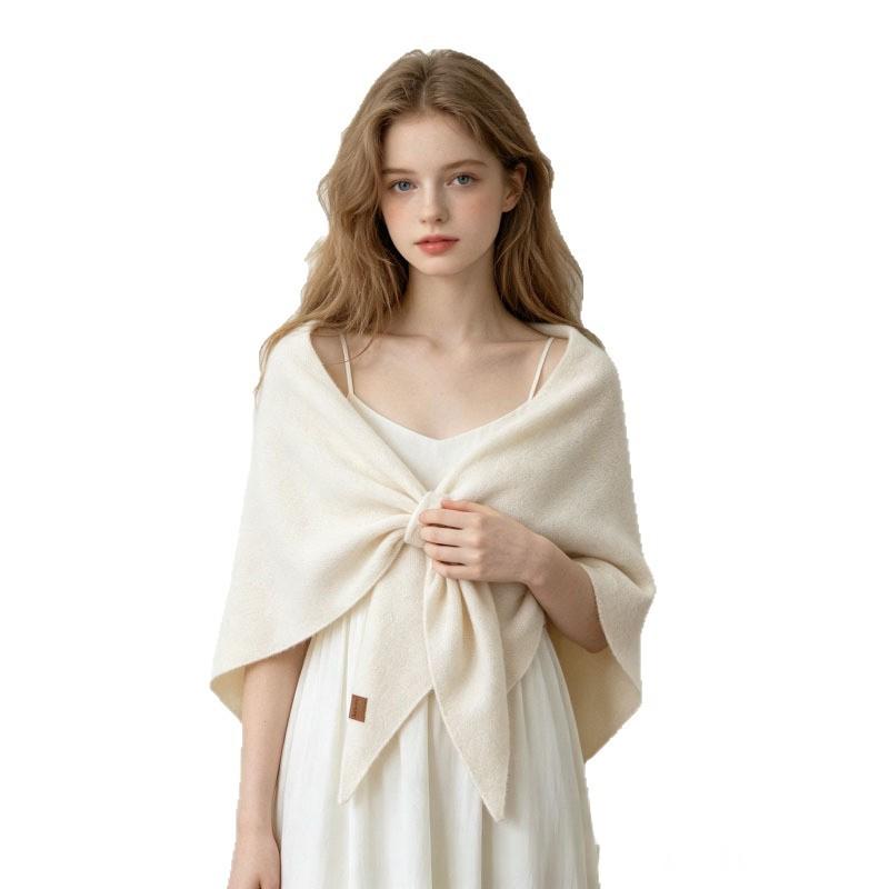 Wool Triangle Scarf Shawl, Beige product detail