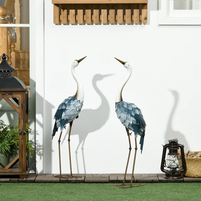 Blue Metal Crane Garden Statues - Set of 2 product detail 5