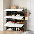 Black and white eight-compartment shoe storage cabinet