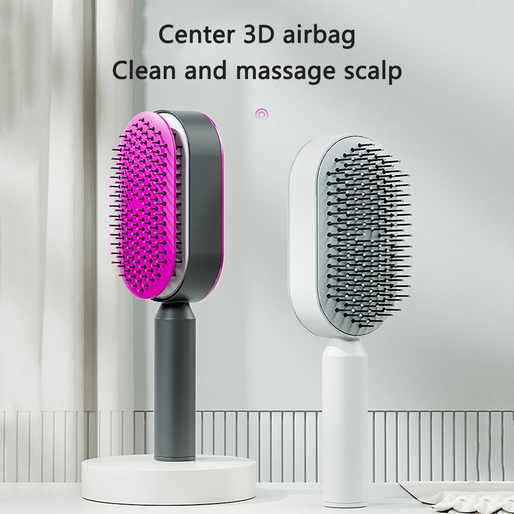 One-Touch Self-Cleaning Detangling Hair Brush - Red detail 3