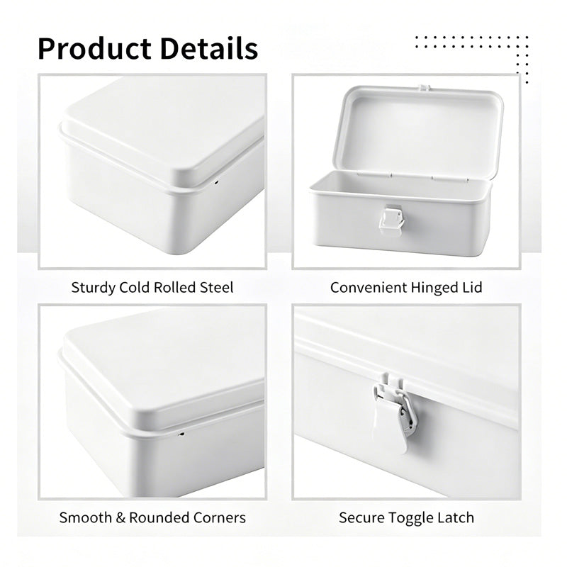 Vintage First Aid Storage Box with Buckle Lock - Empty product detail