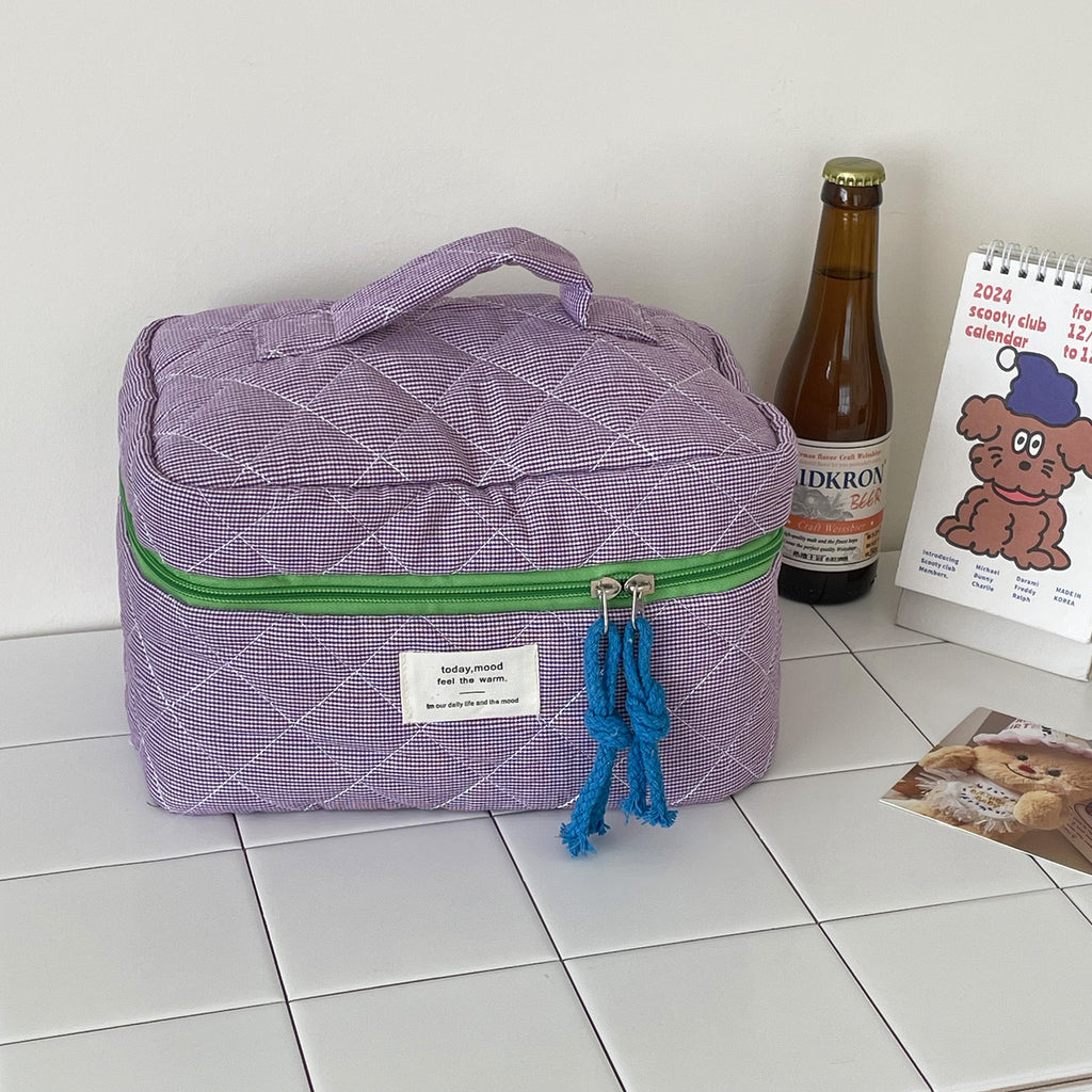 Quilted Plaid Travel Toiletry Organizer, Blue product detail