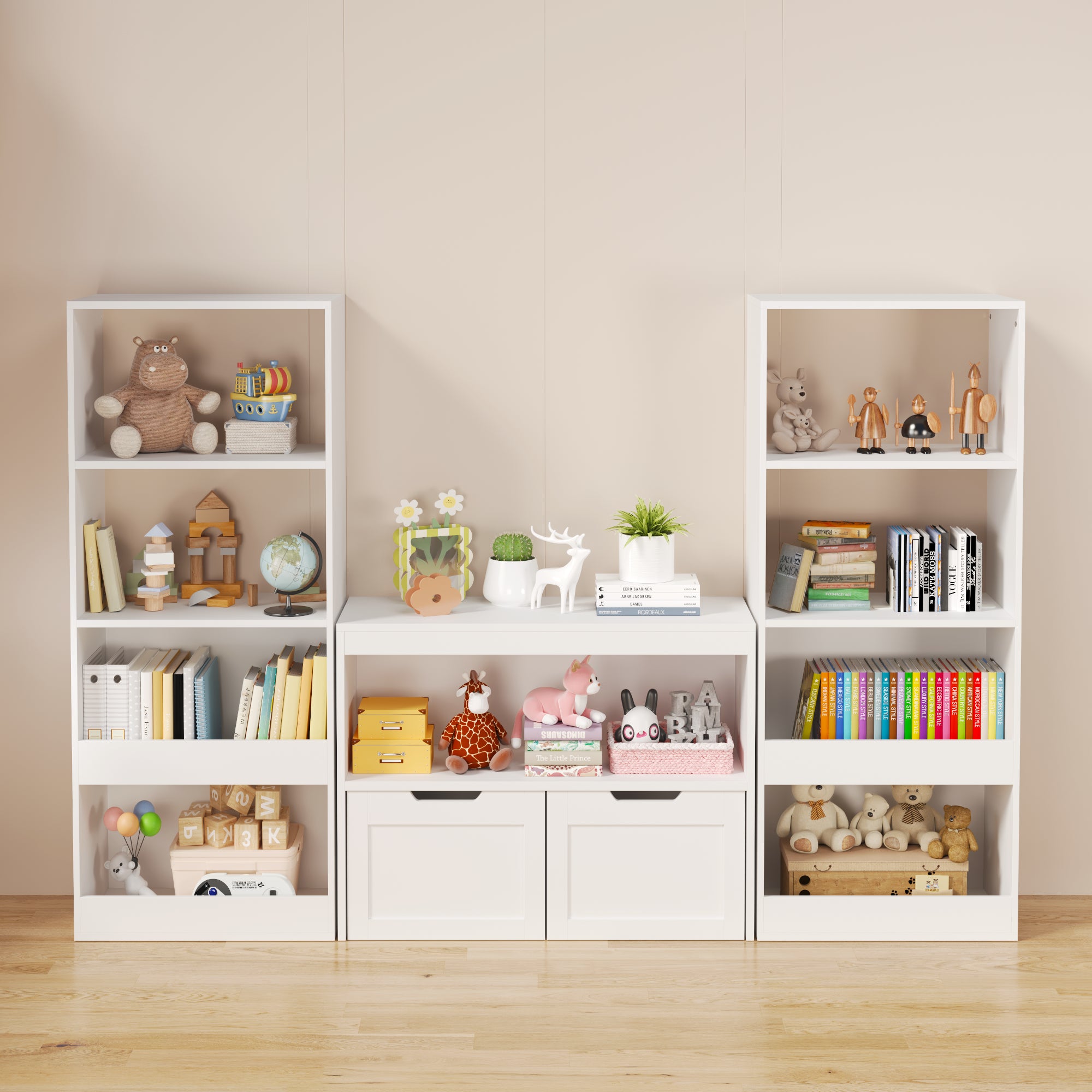 Book and toy organizer compartments