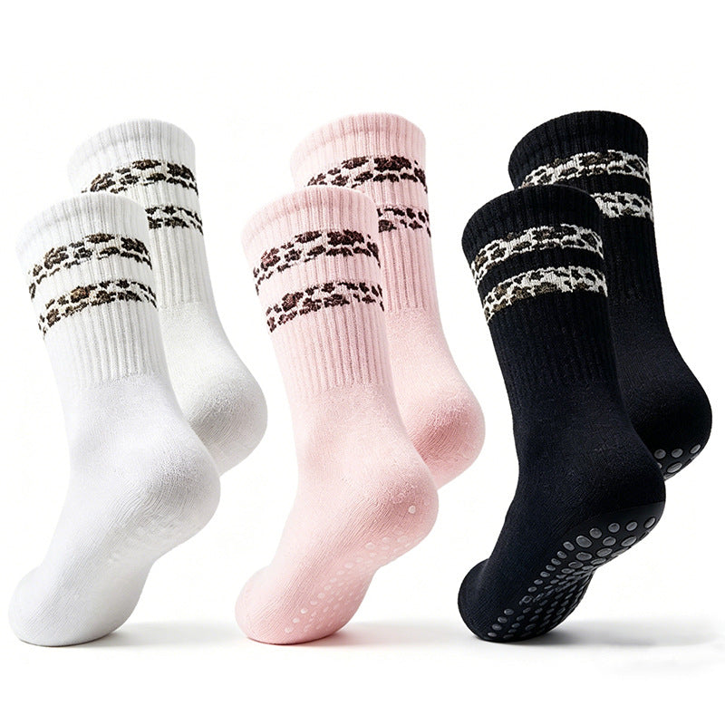 Leopard Stripe Women's Floor Socks, Black product detail