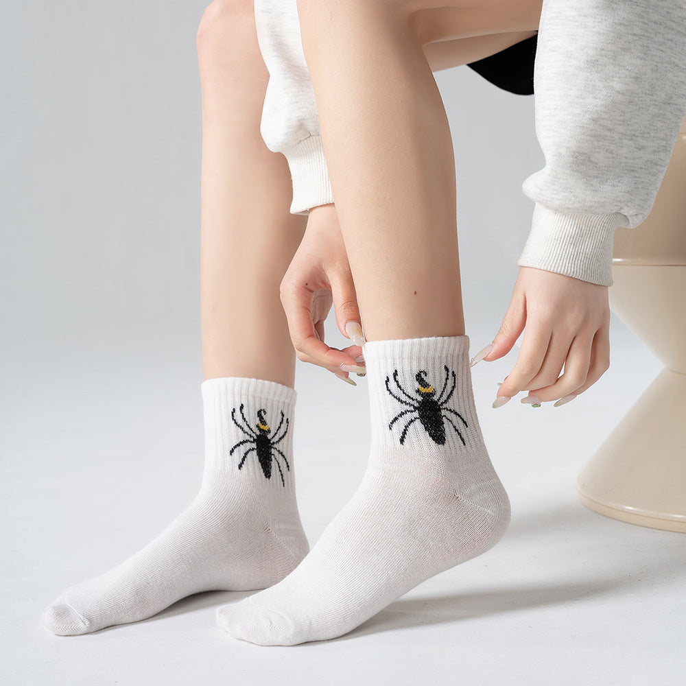 Halloween Ghost and Spider Socks, Beige, 1 Pair product detail