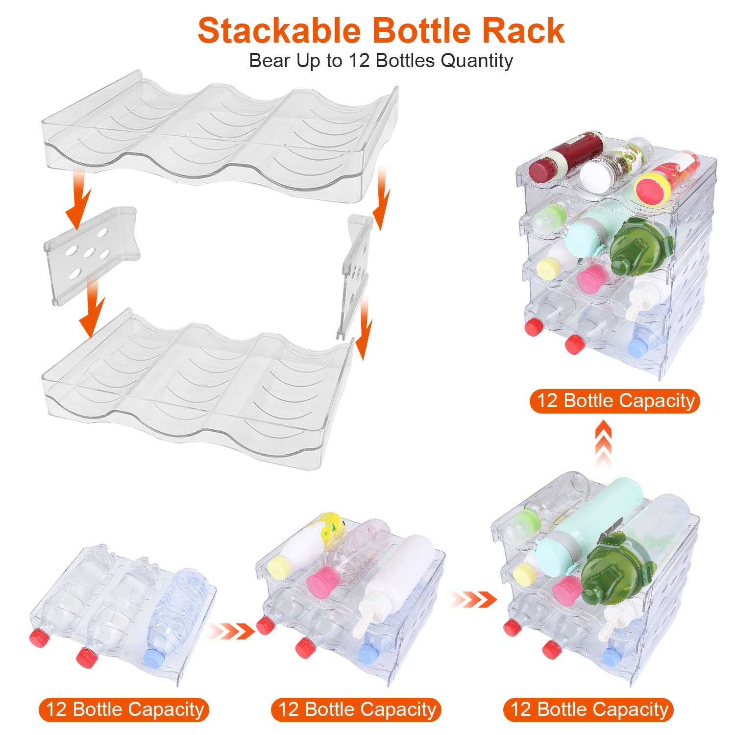 4-Tier Stackable 12-Bottle Refrigerator Organizer product detail