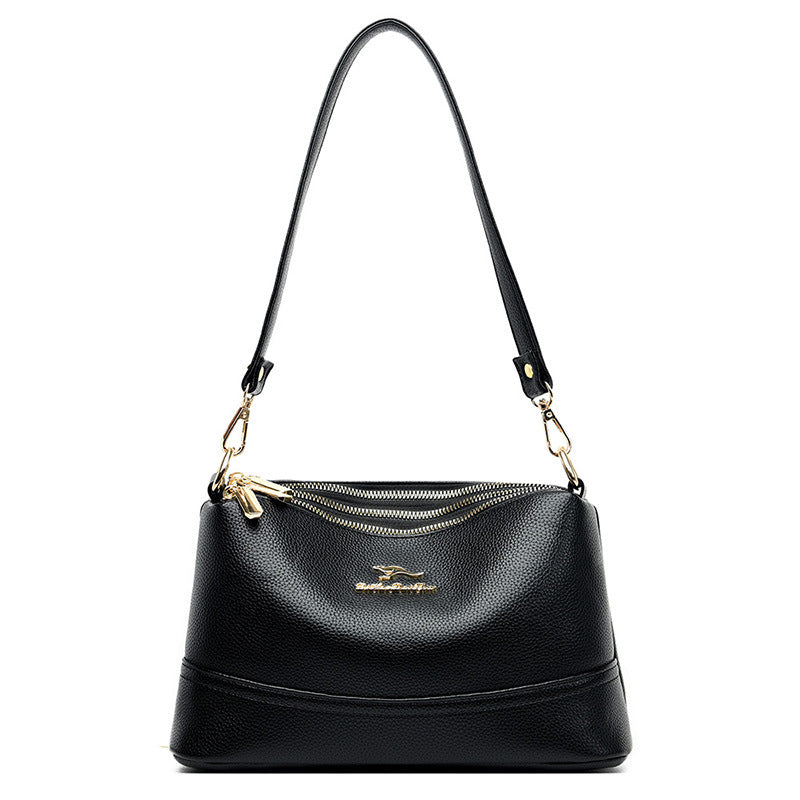 Three-Pocket Mini Crossbody Bag for Women, Black product detail