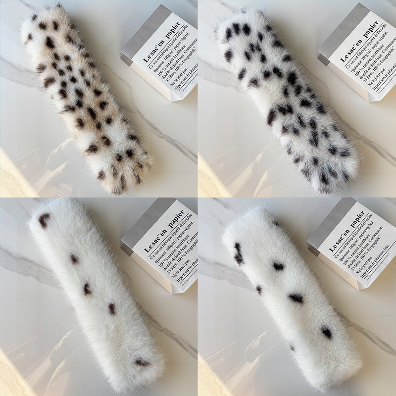 Leopard Print Plush Cross-Neck Scarf, Black product detail