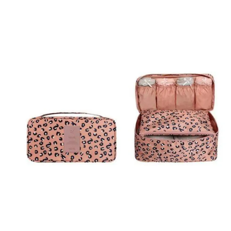 Leopard Print Travel Underwear Organizer Bag