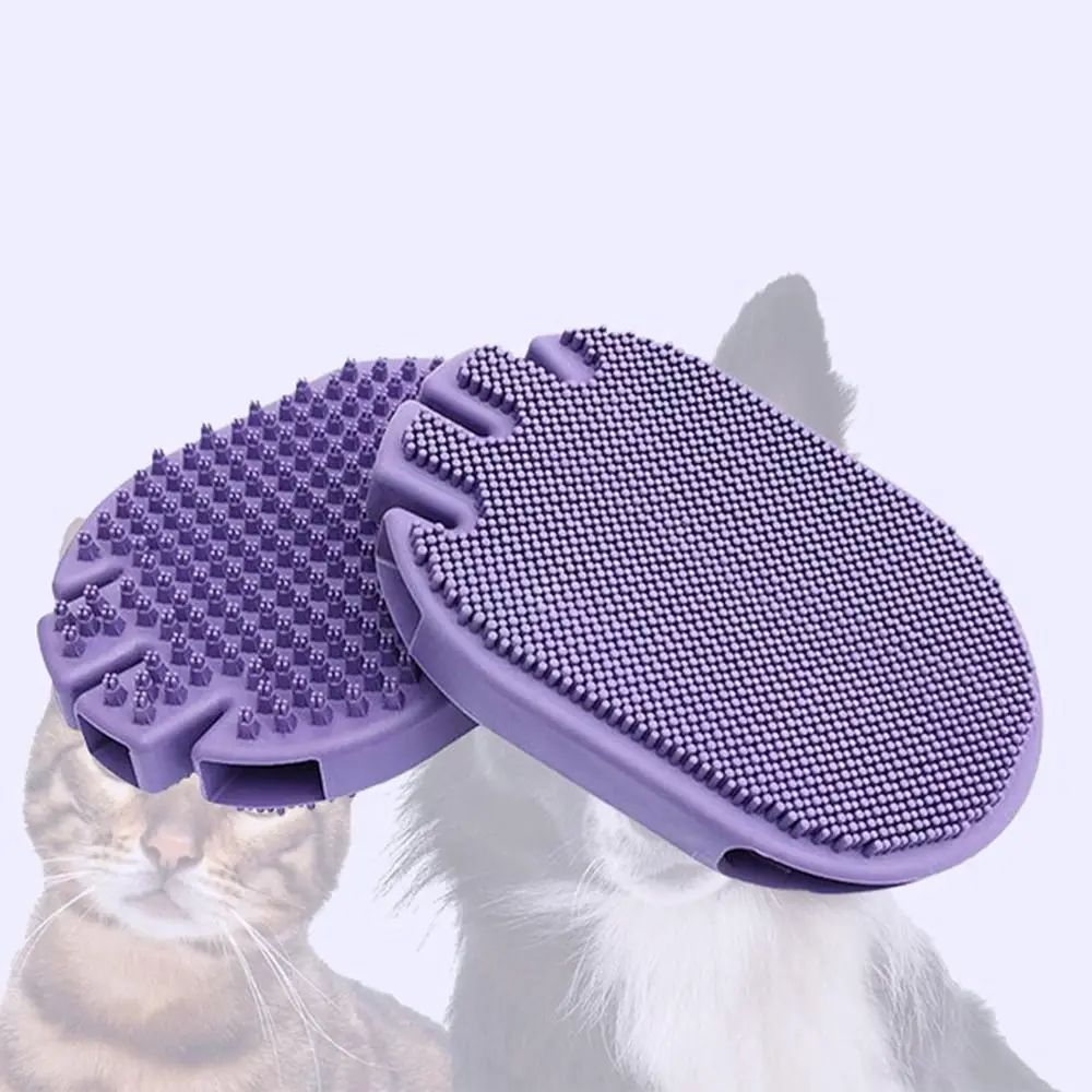 Dual-Sided Pet Shampoo Massage Brush - Purple