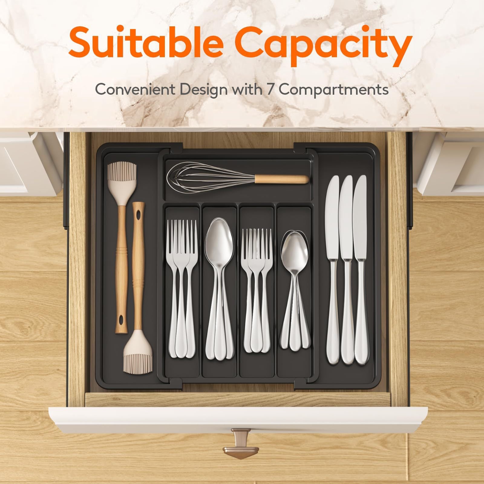 Expandable Kitchen Drawer Utensil Organizer