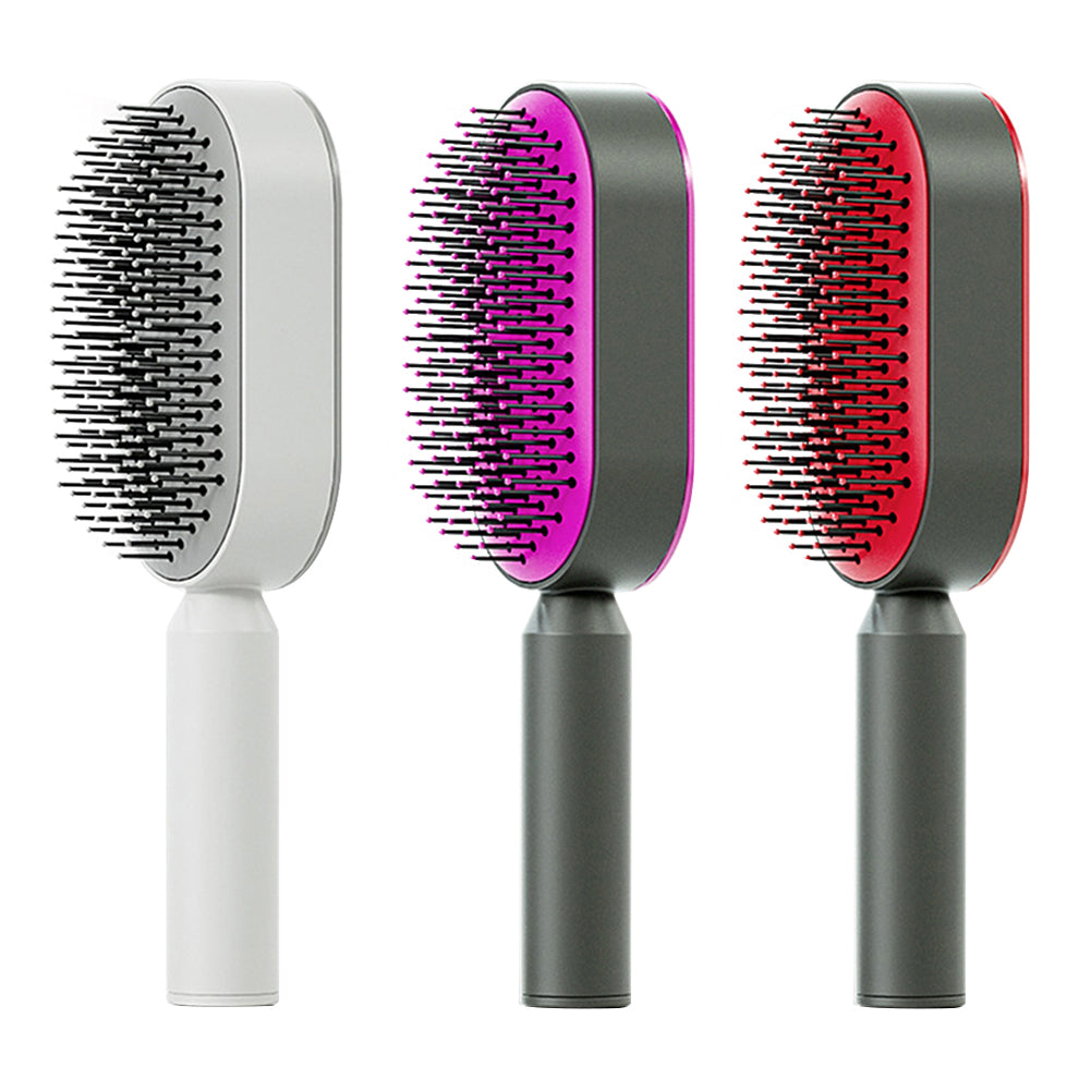 One-Touch Self-Cleaning Detangling Hair Brush - Red detail 2