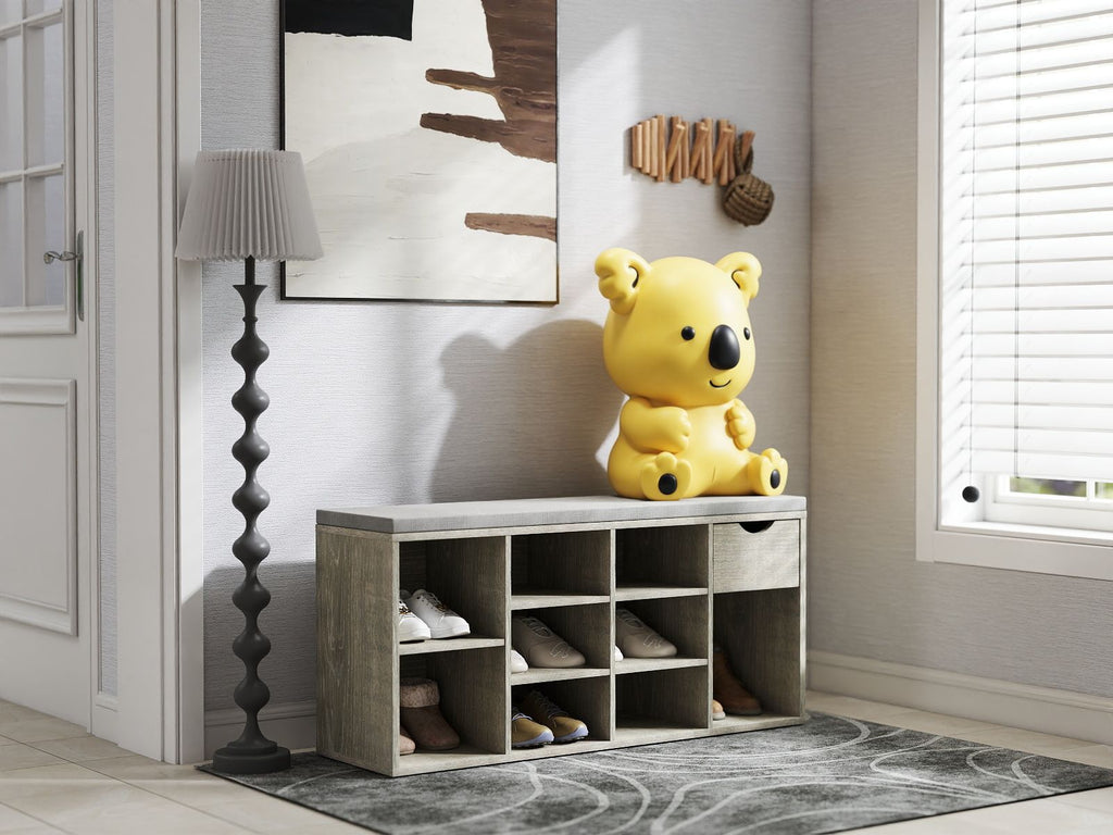 3-Tier Entryway Shoe Storage Bench with Padded Seat