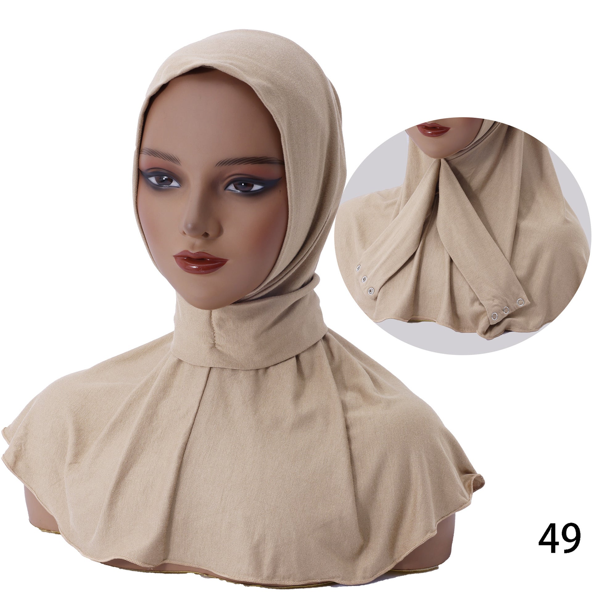 Women's Three-Button Headscarf Cap, Burgundy product detail