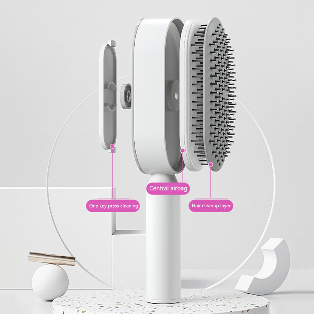 One-Touch Self-Cleaning Detangling Hair Brush - Red detail 5