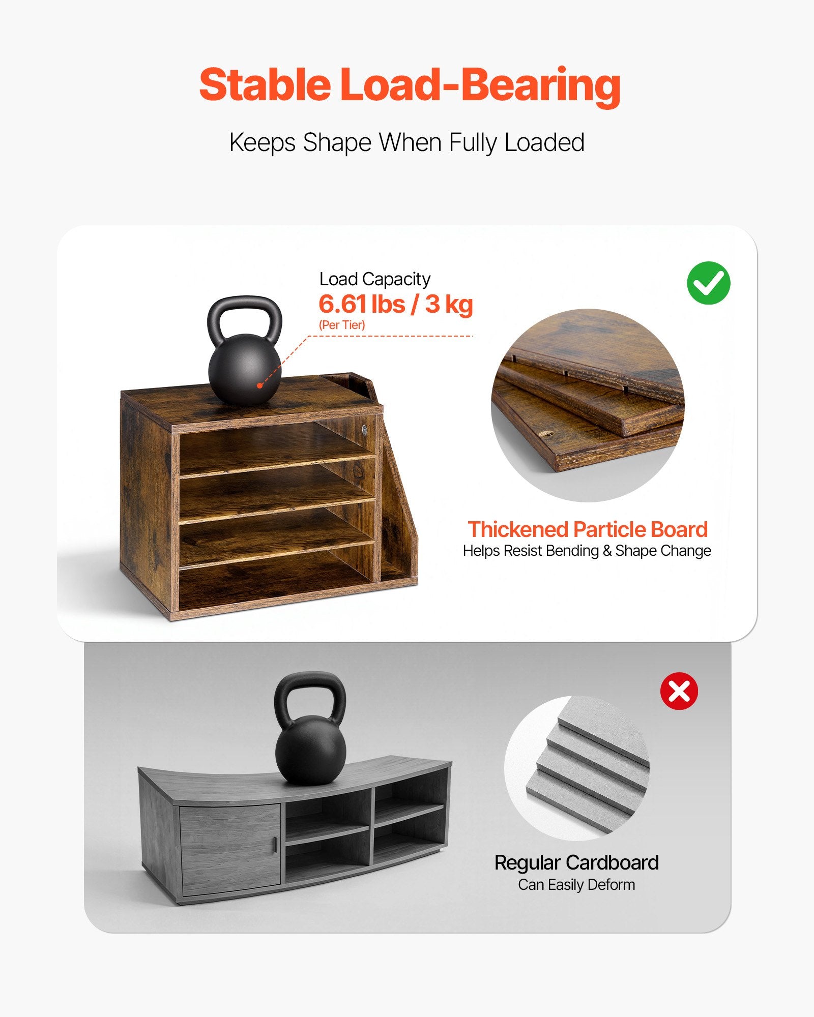 4-Compartment Wood Office Literature Organizer detail 4