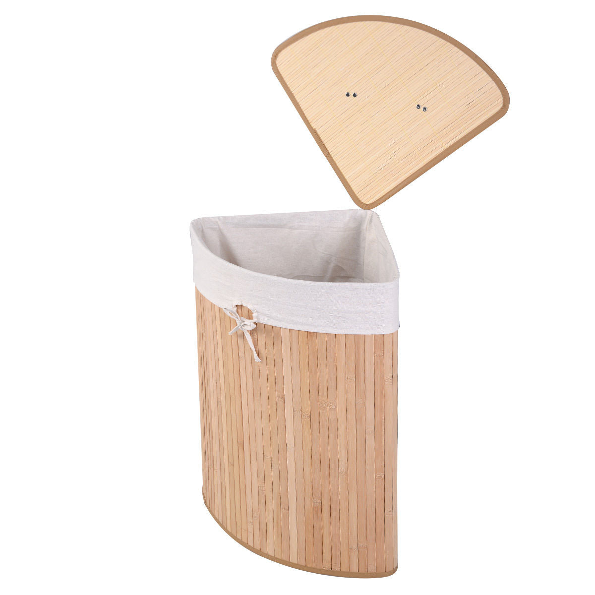 Corner Bamboo Laundry Hamper - Natural detail 2