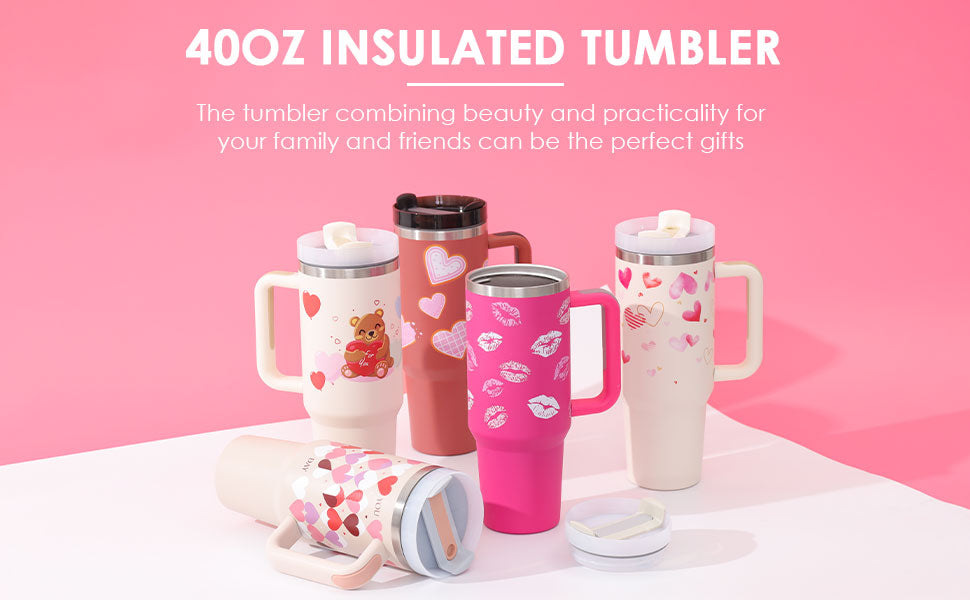 40 oz Insulated Tumbler with Handle and Straw product detail