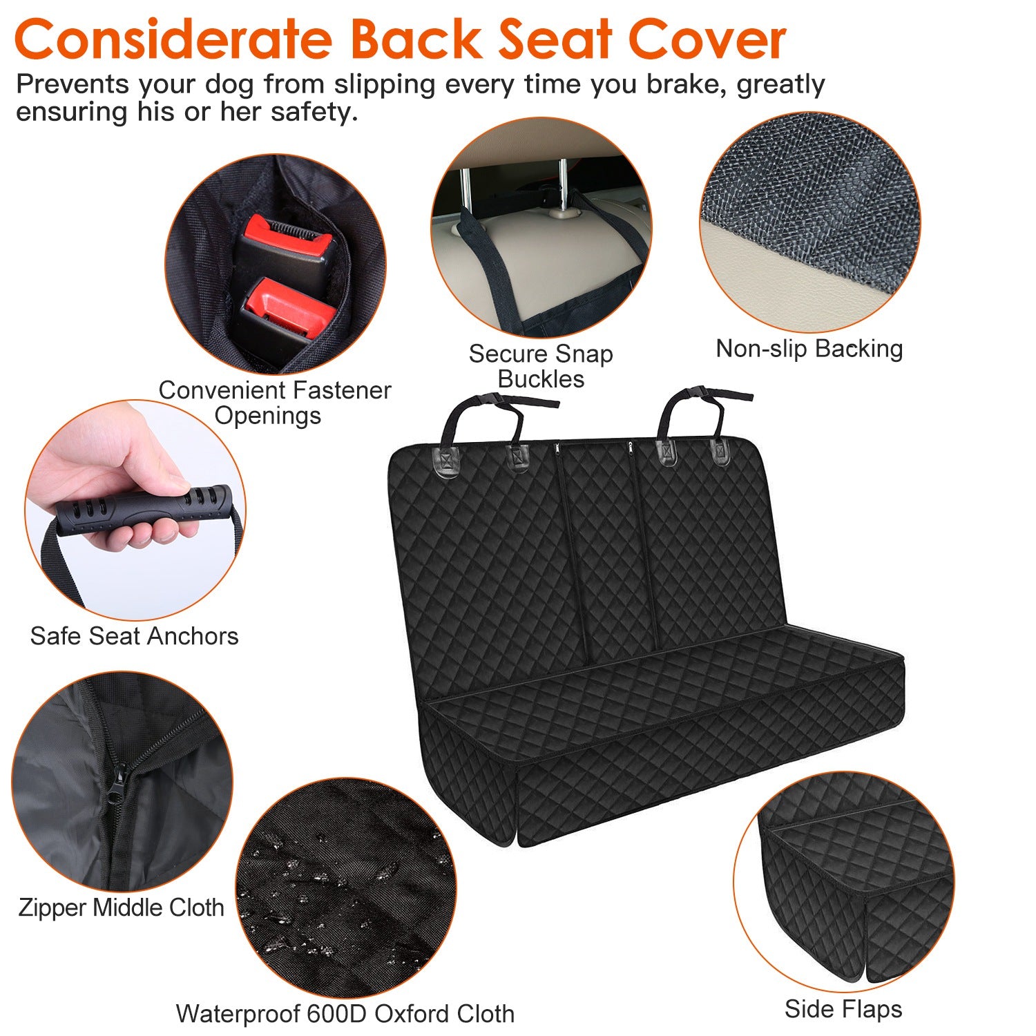 Waterproof Dog Car Seat Cover with Seat Belt detail 5