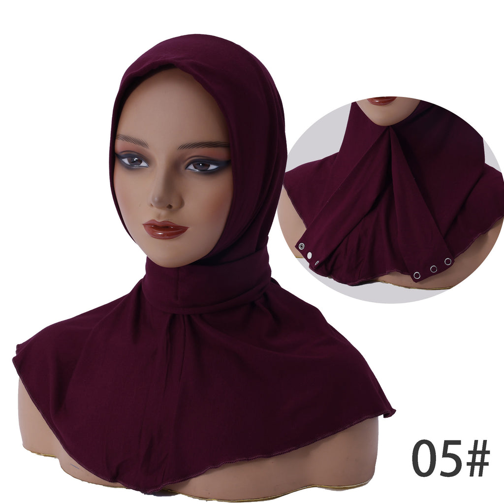Women's Three-Button Headscarf Cap, Burgundy product detail