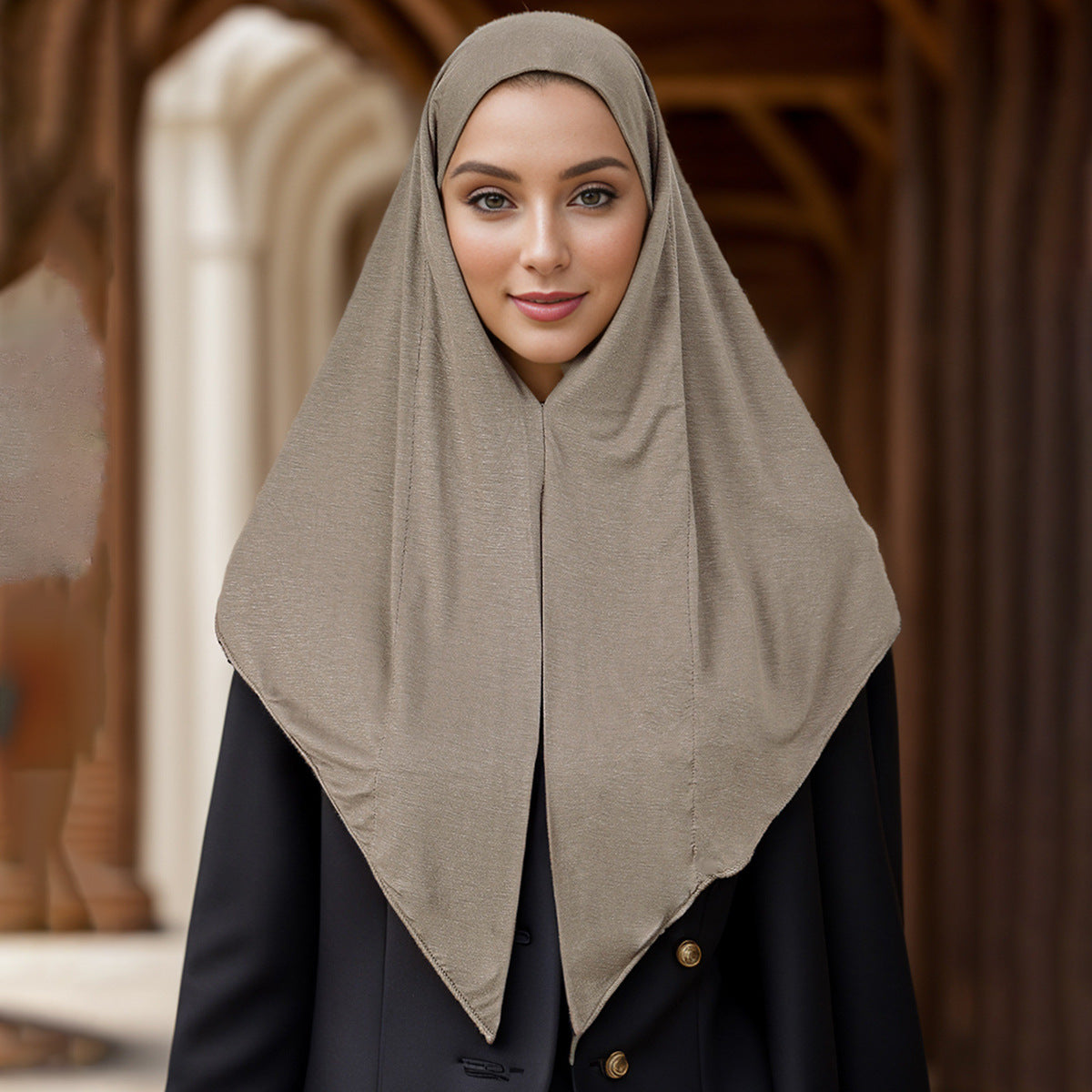 Women's Elastic Ethnic Headscarf, Dark Coffee, 68 cm product detail