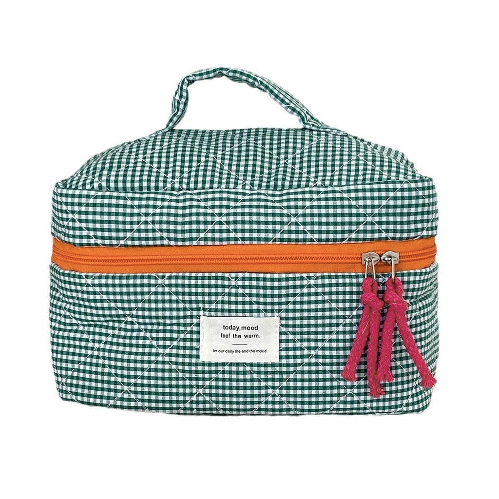 Quilted Plaid Travel Toiletry Organizer, Blue product detail