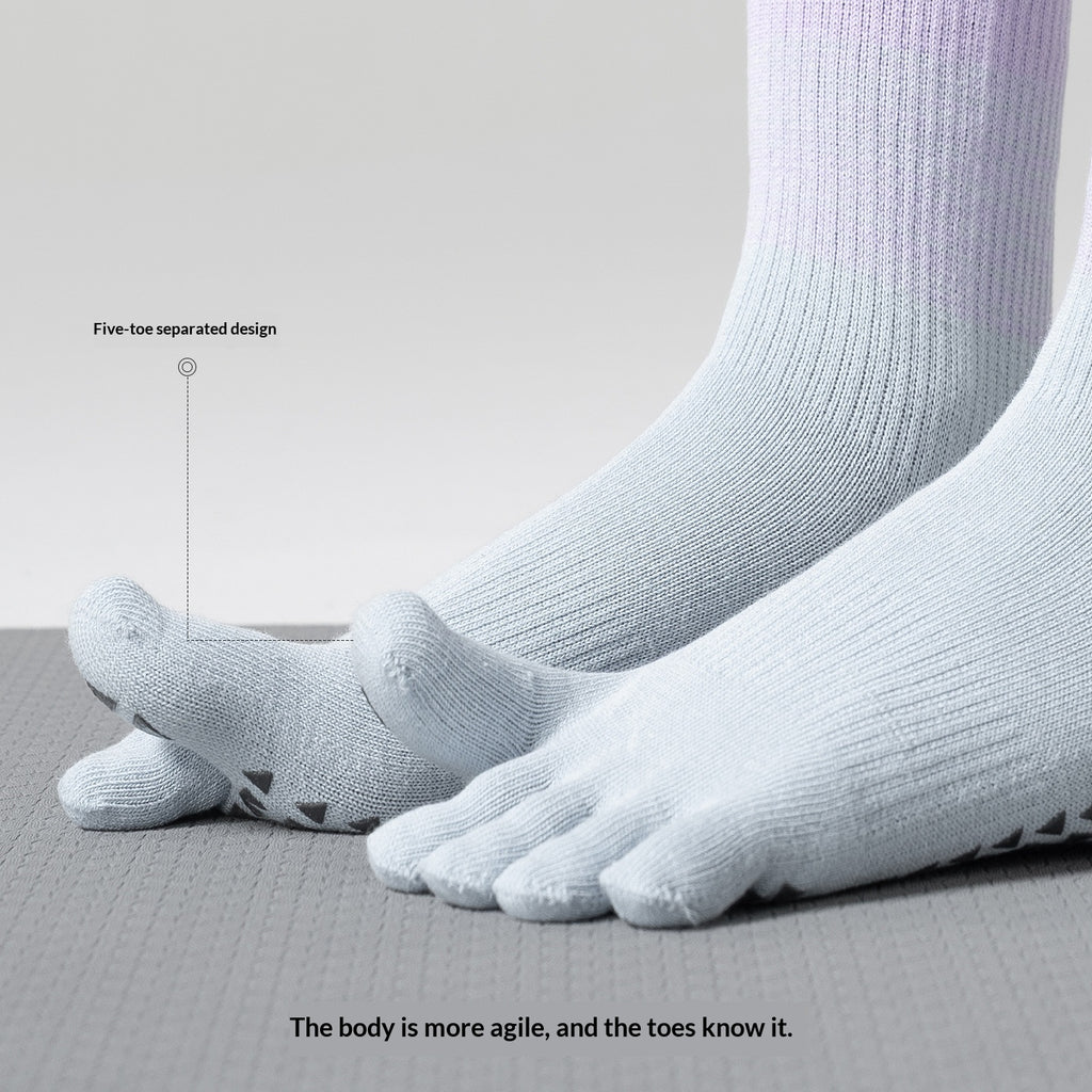 Five-Toe Non-Slip Pilates Socks, Cherry Blossom product detail
