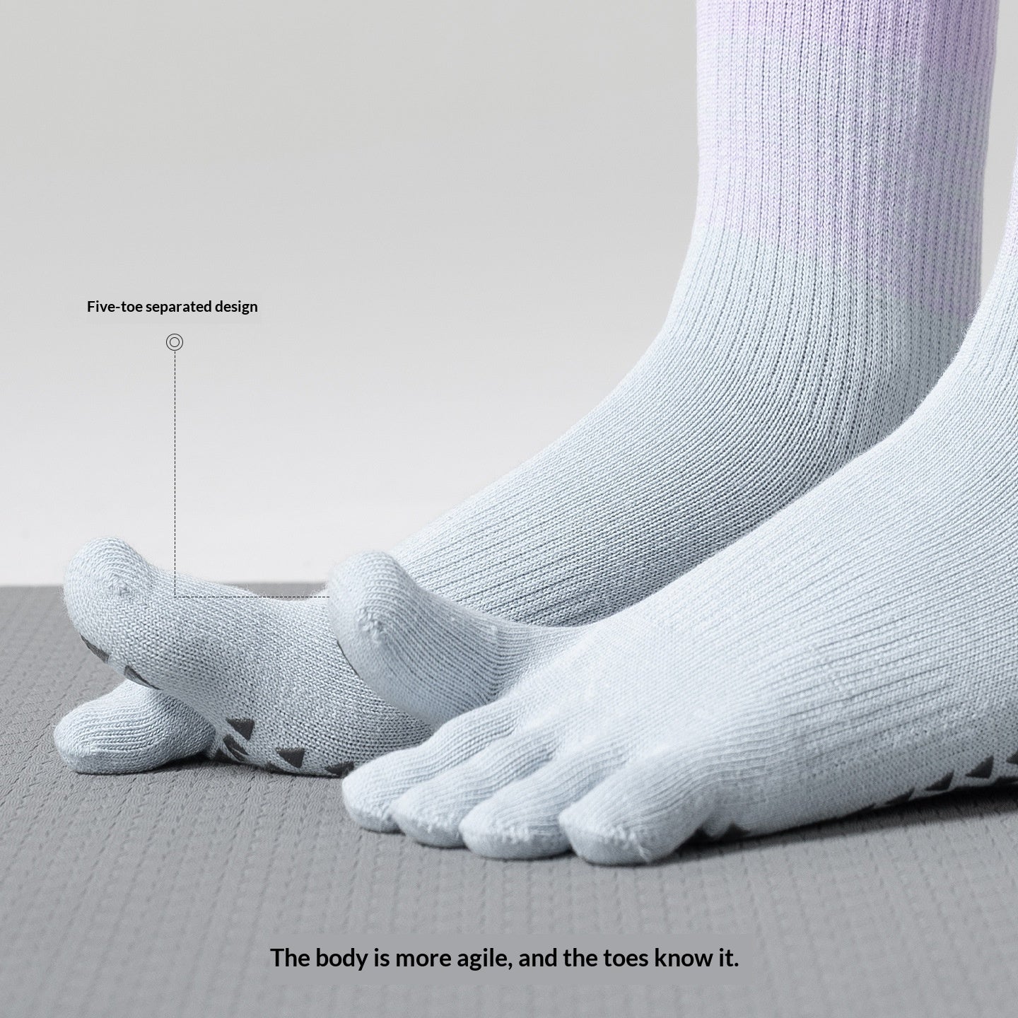 Five-Toe Non-Slip Pilates Socks, Cherry Blossom product detail