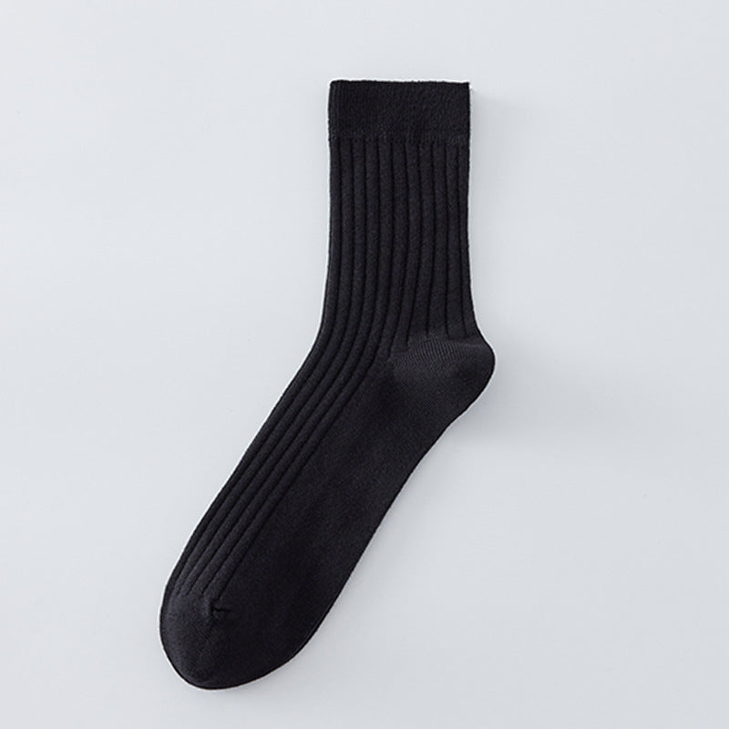 Men's Cotton Contrast Mid-Calf Socks, Black product detail
