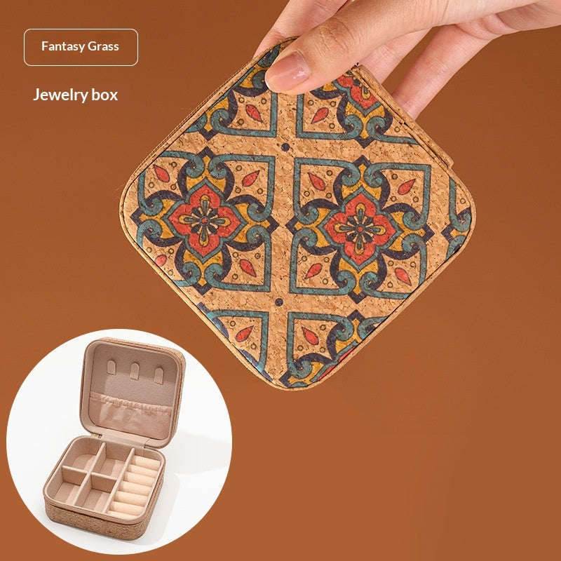 Fantasy Grass Compact Travel Jewelry Organizer Case
