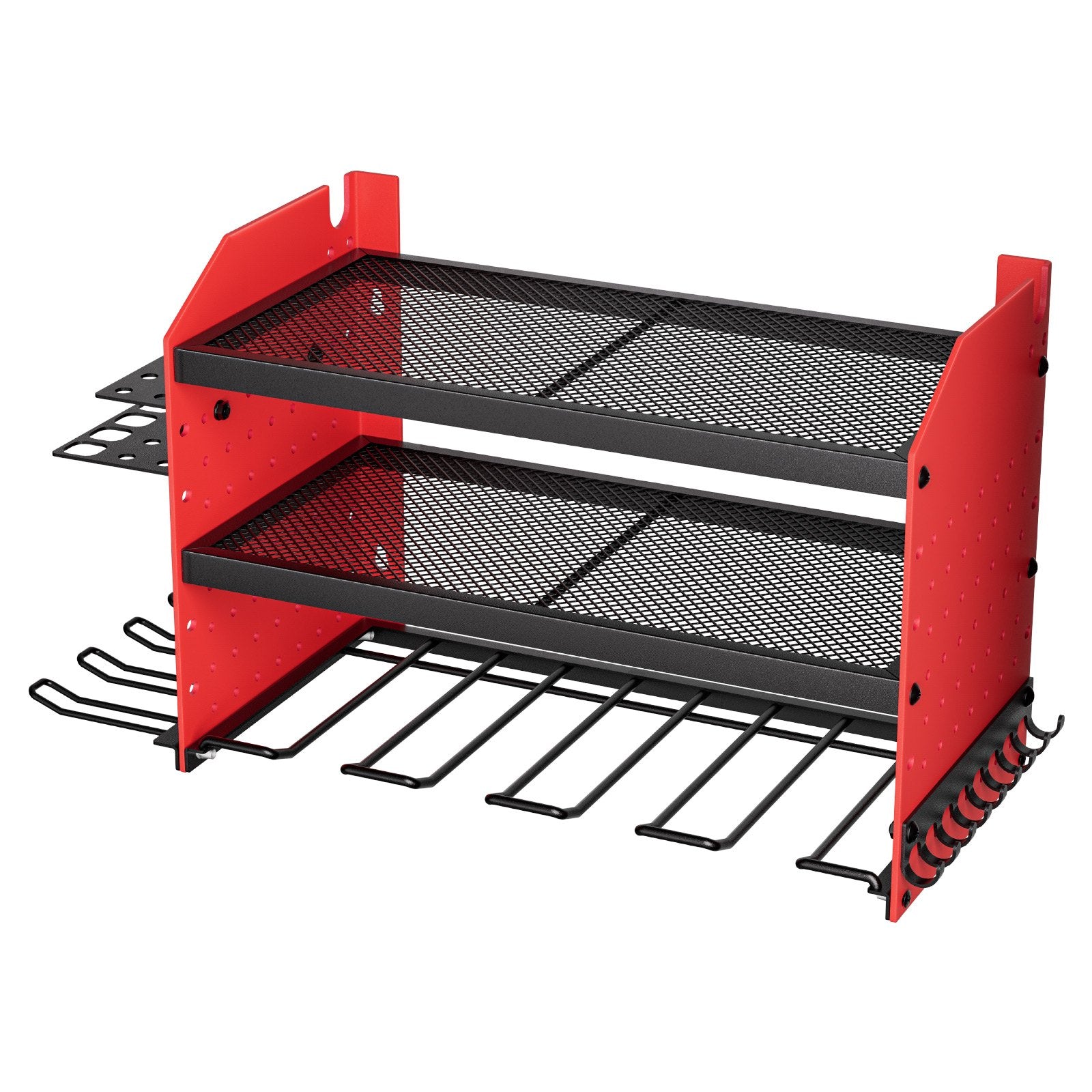 3-Layer Power Tool Organizer with 4 Drill Holders and Pegboards
