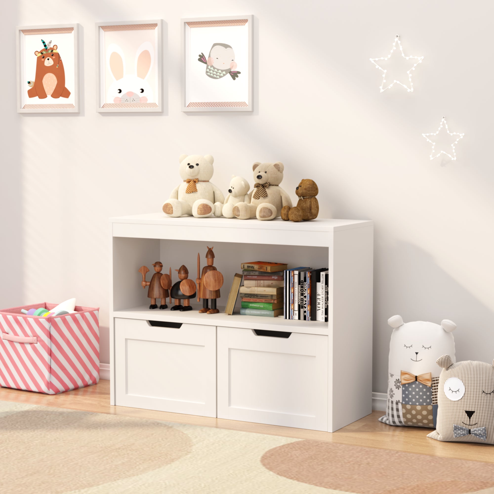 White kids book and toy organizer