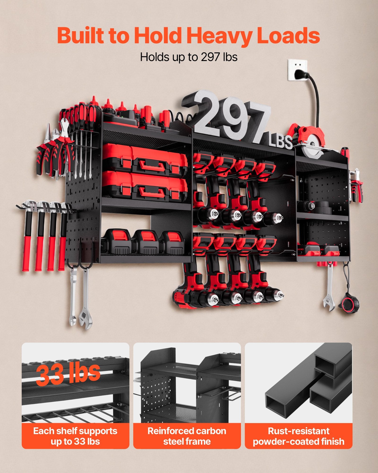 3-Layer Power Tool Organizer with Charging Station detail 5