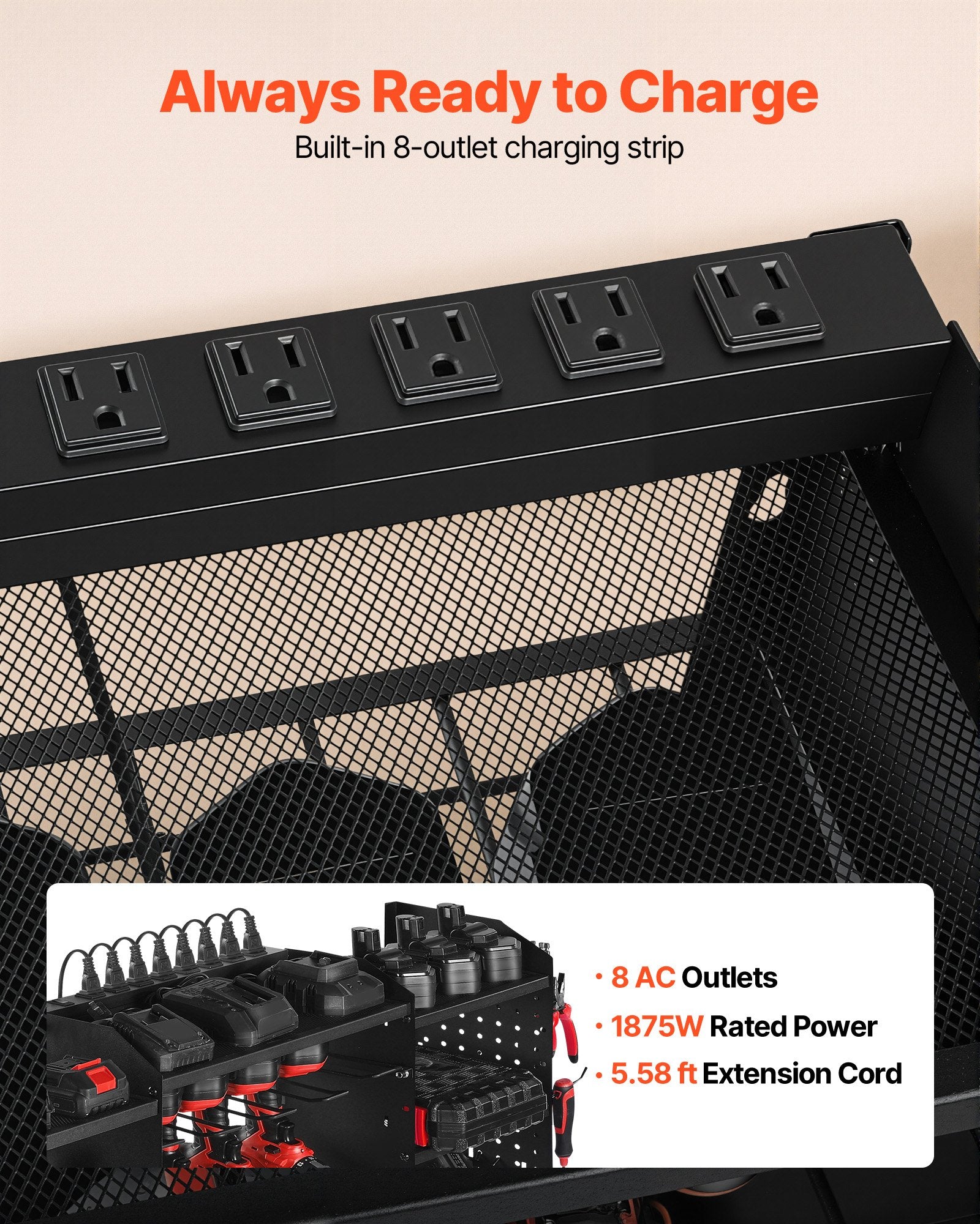 3-Layer Power Tool Organizer with Charging Station detail 4