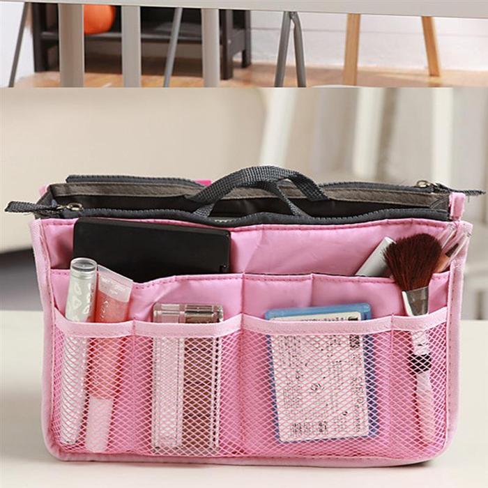 Travel Cosmetic Organizer Bag, Black Flamingo product detail