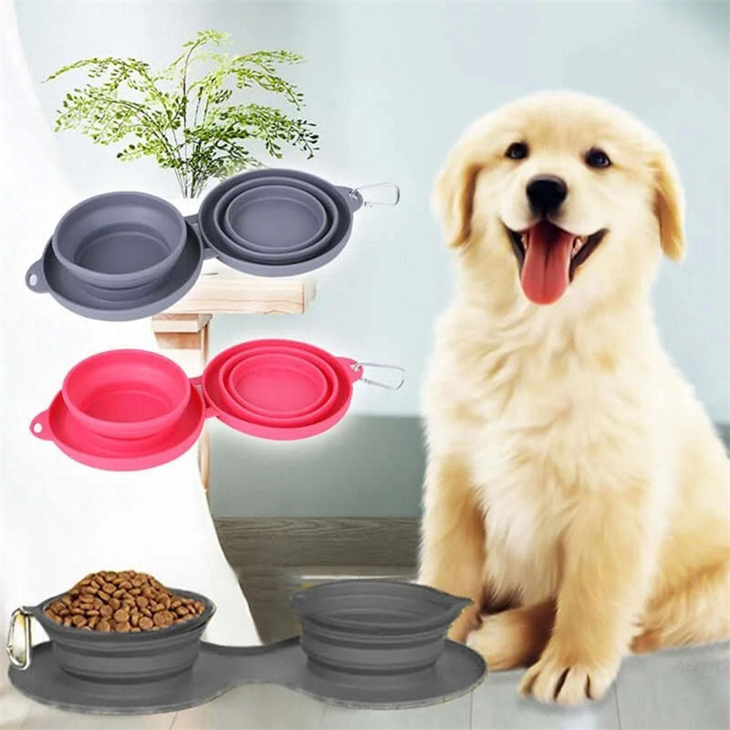 Foldable Double Pet Feeding Bowl for Dogs and Cats product detail