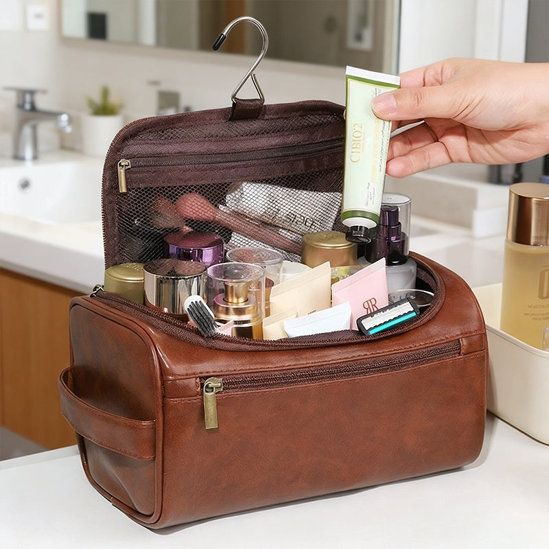 Double-Zip PU Travel Toiletry Organizer, Black product detail