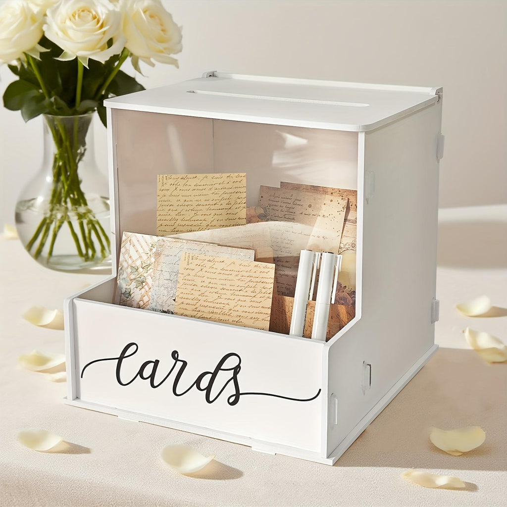 White Lockable Wedding Card Box