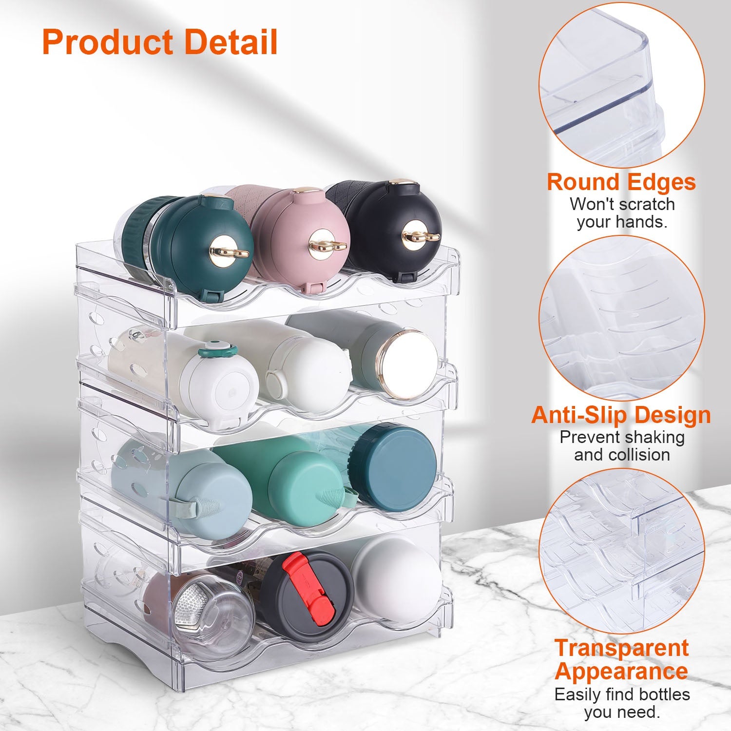 4-Tier Stackable 12-Bottle Refrigerator Organizer product detail
