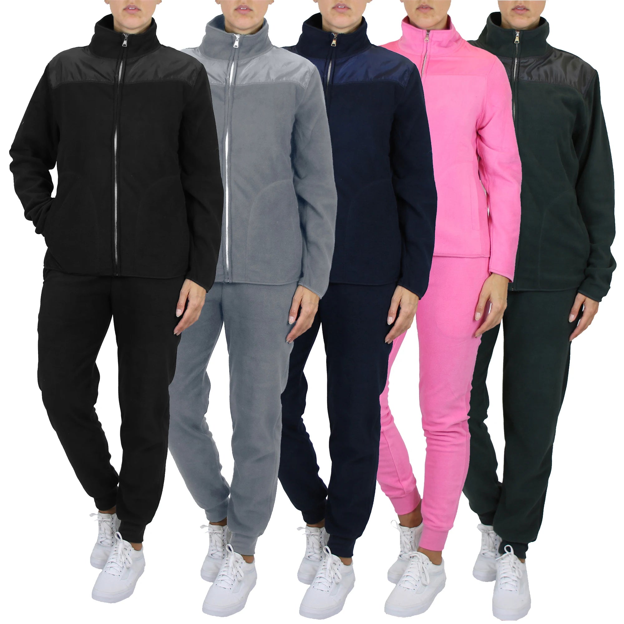 Women 2 Piece Fleece Tracksuit Zip Jacket Jogger Pants Set