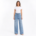 Light Blue Wide-Leg Cargo Jeans