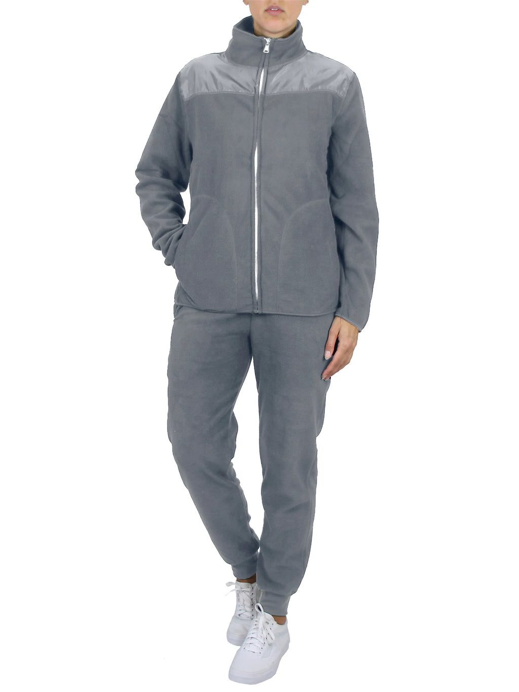 Women 2 Piece Fleece Tracksuit Zip Jacket Jogger Pants Set